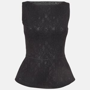 Boutique Moschino Black Lace Peplum Top S
